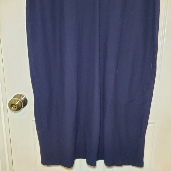EILEEN FISHER Dress L Washable Stretch CrepeJumper V-Neck Sleeveless Navy Blue - Picture 3 of 12